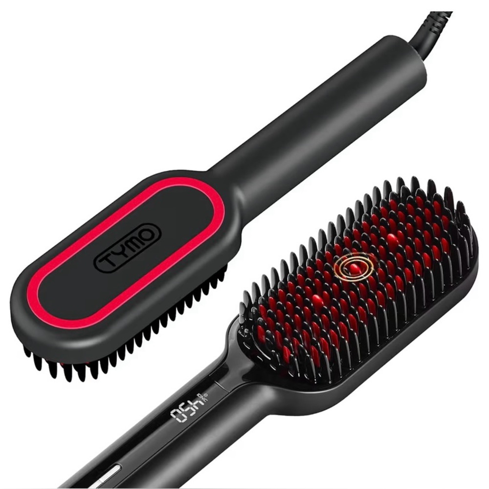 TYMO Black and Red Hair Straightening Brush